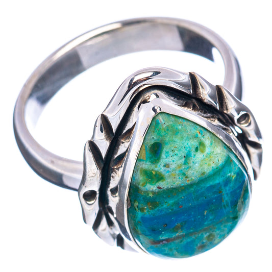 Sterling silver oval opal ring, blue-green stone in openwork metal band