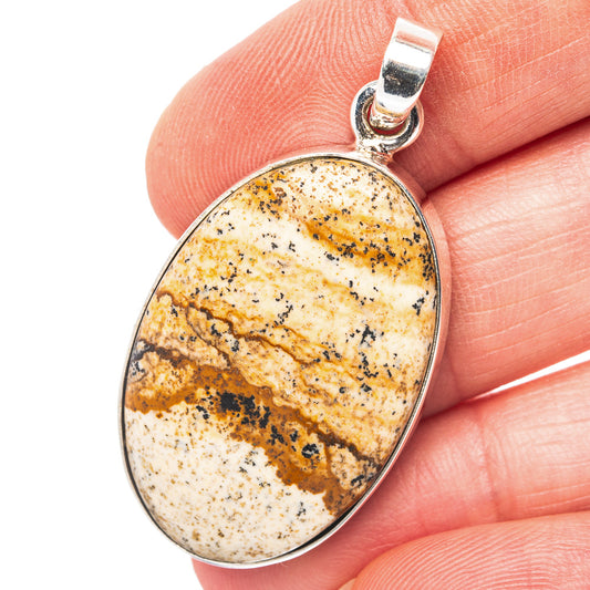 Picture Jasper Pendant 1 5/8" (.925 Sterling Silver)