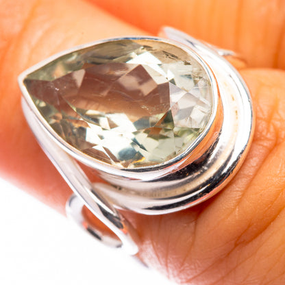 Faceted Green Amethyst Ring Size 5.75 (925 Sterling Silver) R141110