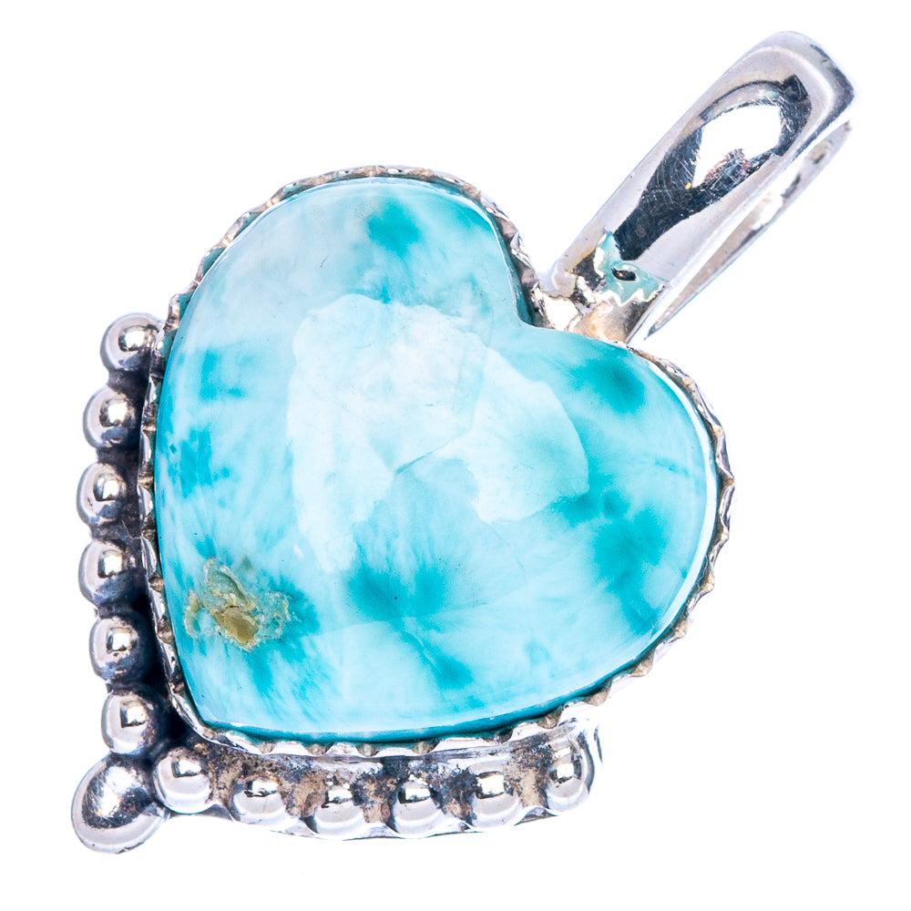 Larimar Heart Pendant 1" (925 Sterling Silver) P41800