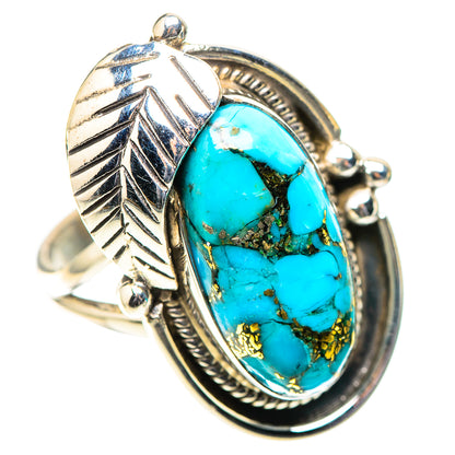 Blue Copper Composite Turquoise Ring Size 8 (925 Sterling Silver) RING138541