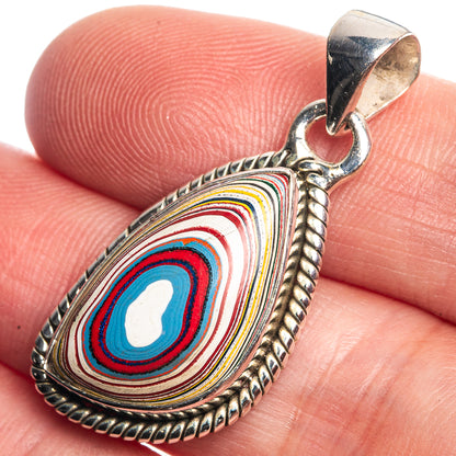 Fordite 925 Sterling Silver Pendant 1 3/8"