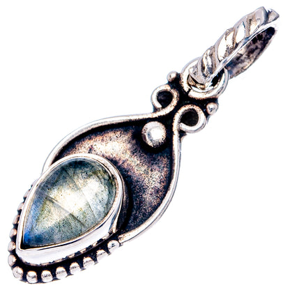 Dainty Labradorite Pendant 1 1/8" (.925 Sterling Silver)