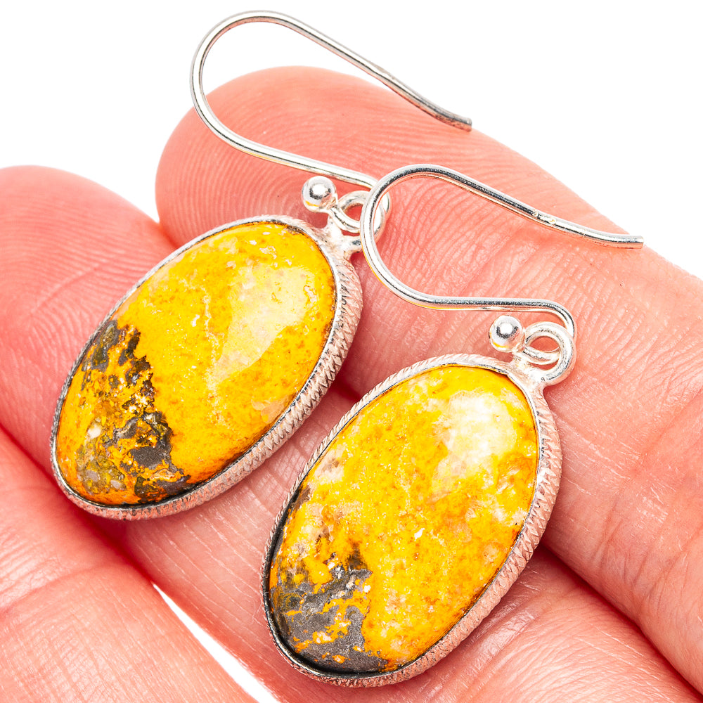 Bumble Bee Jasper 925 Sterling Silver Earrings 1 3/8" (925 Sterling Silver) E1939