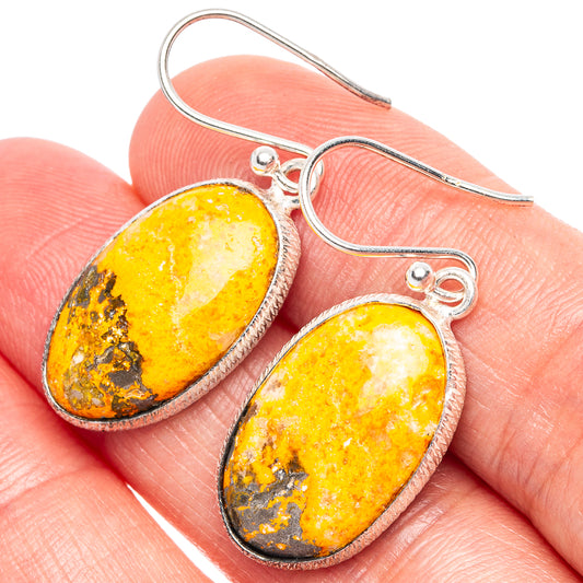 Bumble Bee Jasper 925 Sterling Silver Earrings 1 3/8" (925 Sterling Silver) E1939