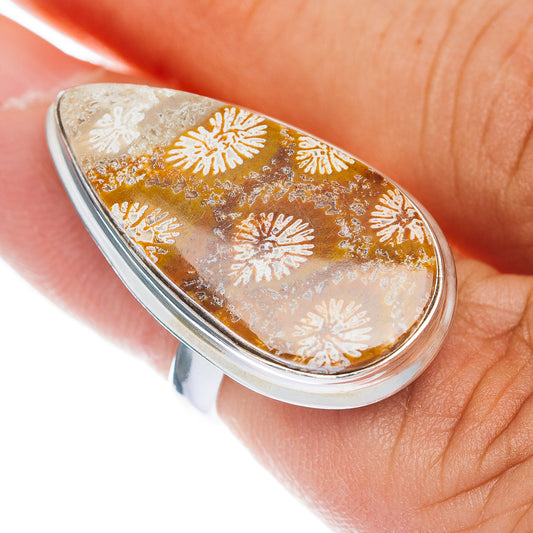 Premium Fossil Coral Ring Size 6 (.925 Sterling Silver)