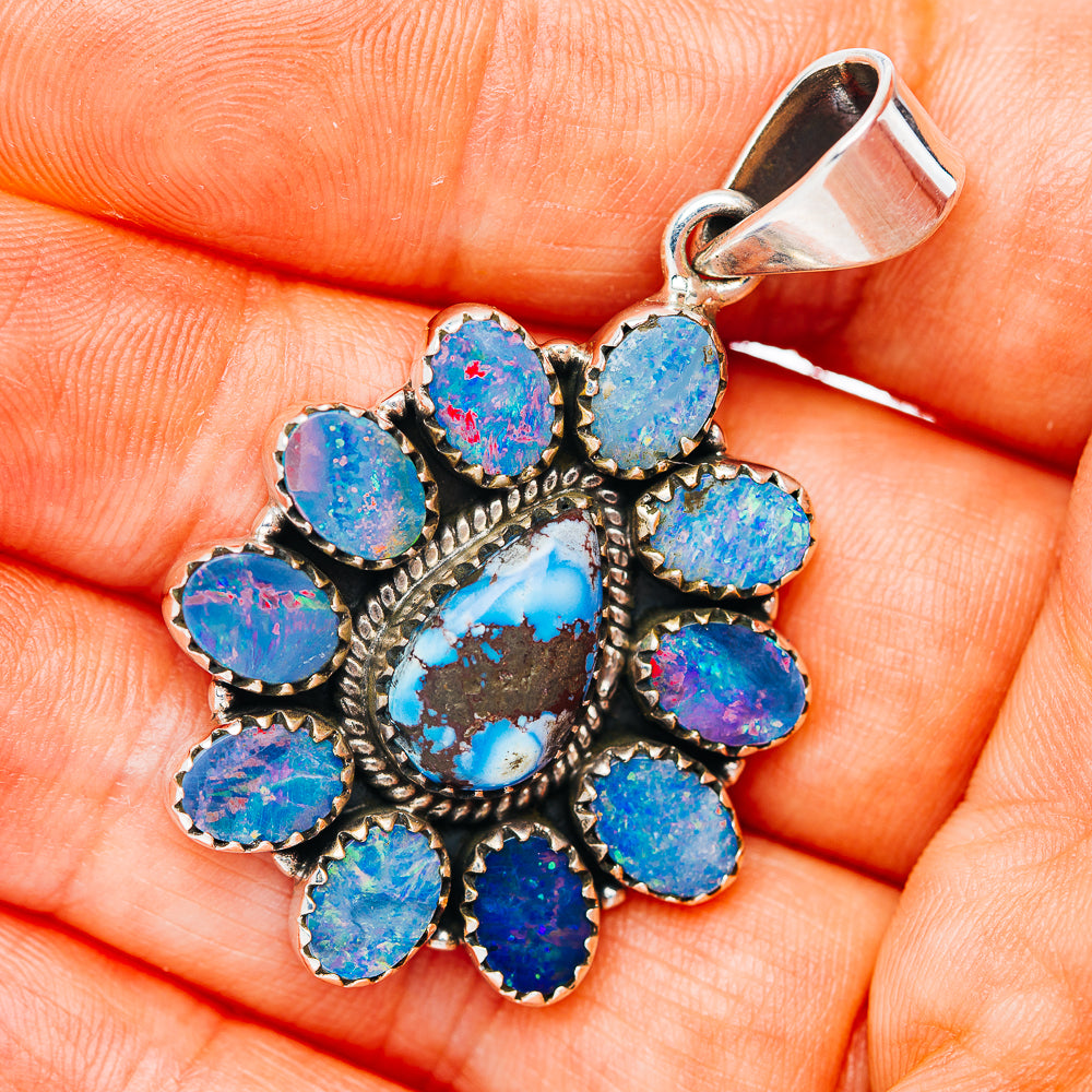 Golden Hills Turquoise, Doublet Opal Pendant 1 3/4" (.925 Sterling Silver)