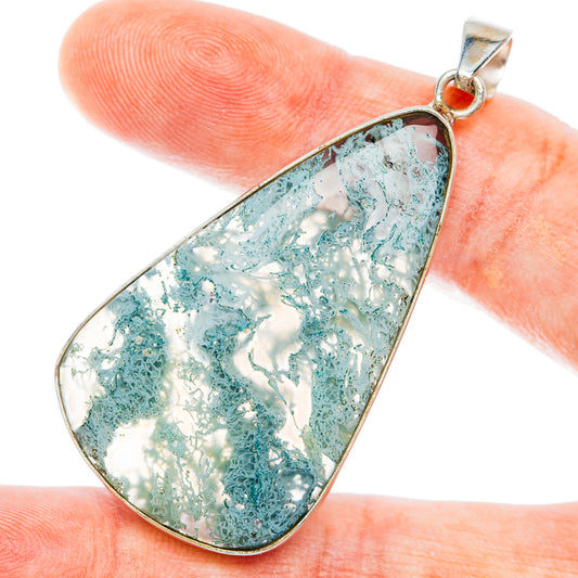 Premium Horse Canyon Green Moss Agate Pendant 2 1/4" (.925 Sterling Silver)
