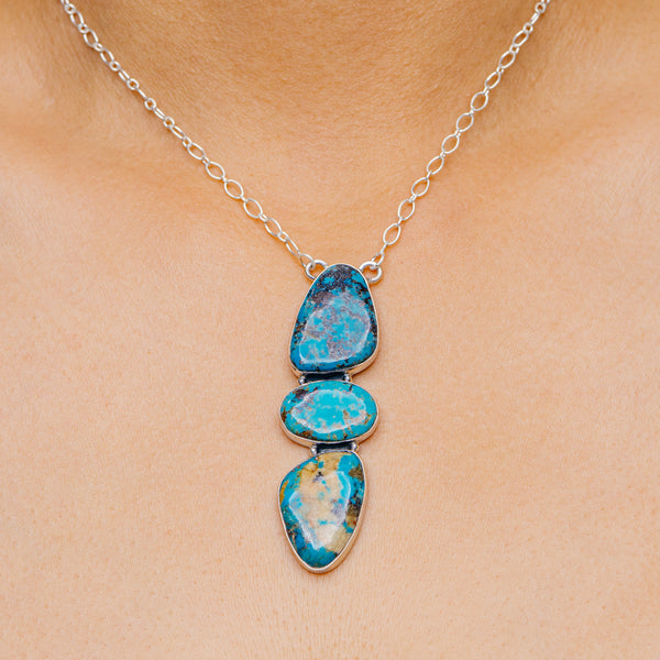 Southwestern Style Ithaca Peak Turquoise Necklace 19" (.925 Sterling Silver)