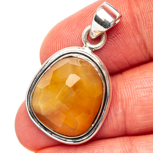 Amber Pendant 1 1/4" (.925 Sterling Silver)