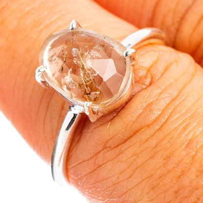 Faceted Cacoxenite Ring Size 7 (.925 Sterling Silver)