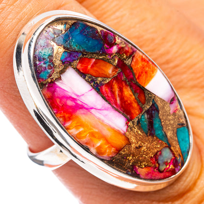 Premium Pink Dahlia Mohave Turquoise Ring Size 8.25 (.925 Sterling Silver)