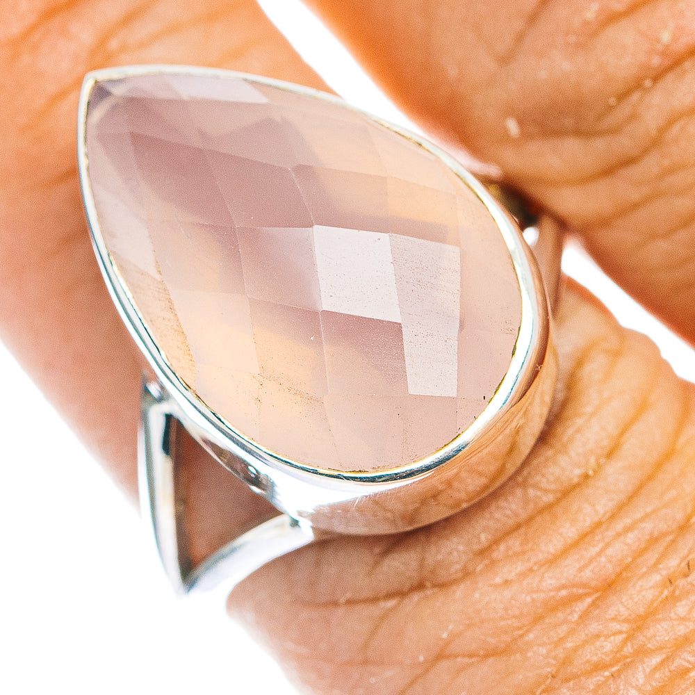Premium Faceted Rose Quartz Ring Size 8.5 (.925 Sterling Silver)