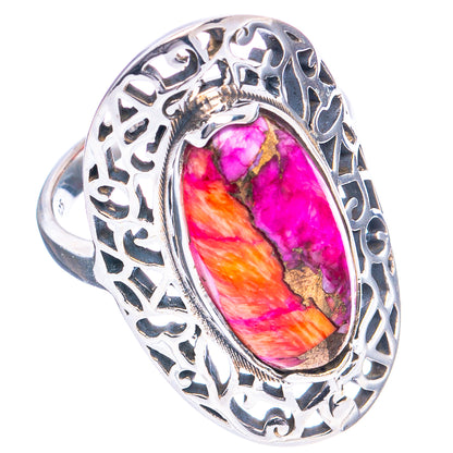 Pink Dahlia Mohave Turquoise Ring Size 6.75 (.925 Sterling Silver)