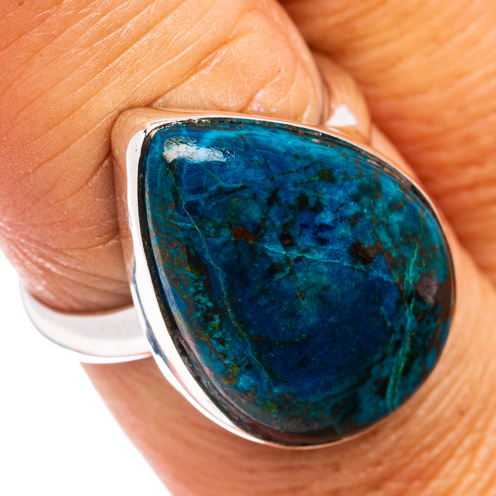 Premium Chrysocolla Ring Size 8 Adjustable (.925 Sterling Silver)