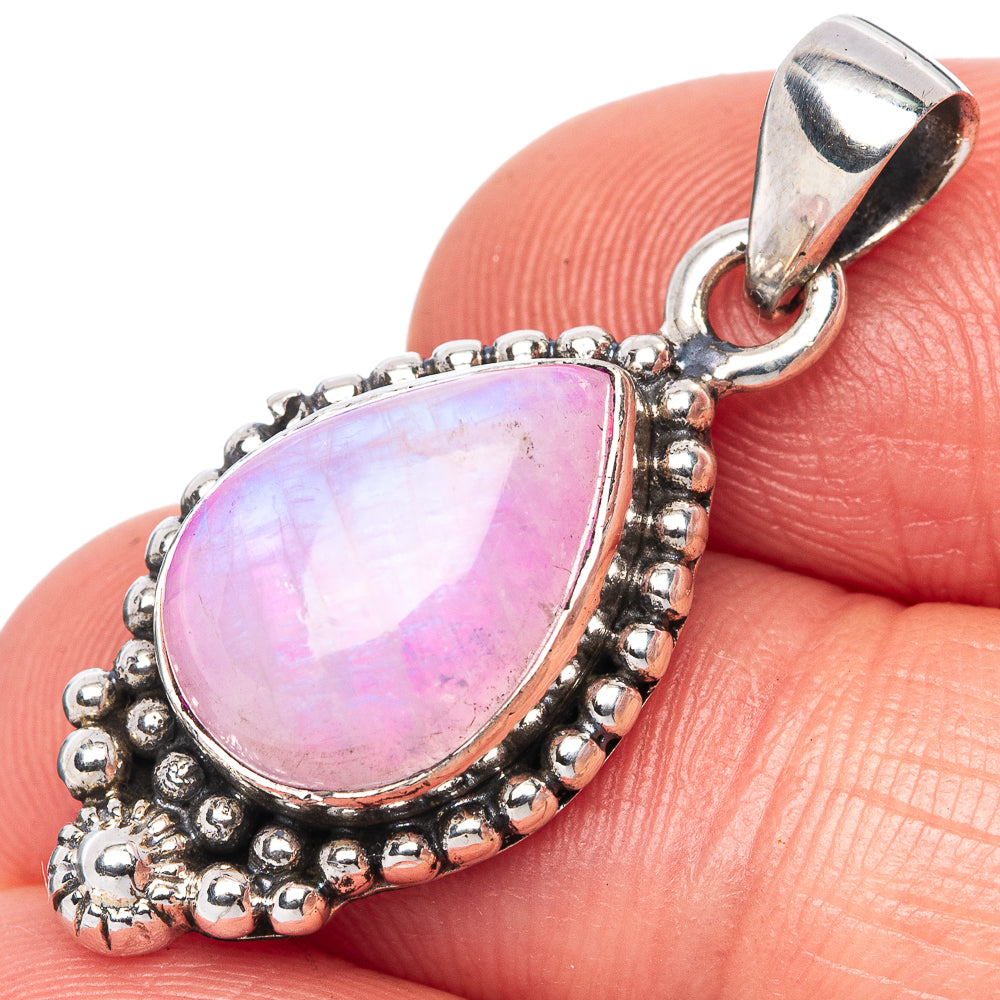 Pink Moonstone Pendant 1 1/4" (925 Sterling Silver) P42501