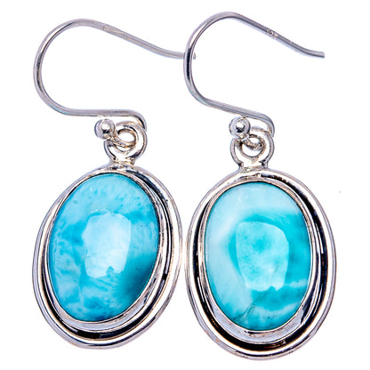 Rare Larimar Earrings 1 1/4" (.925 Sterling Silver)