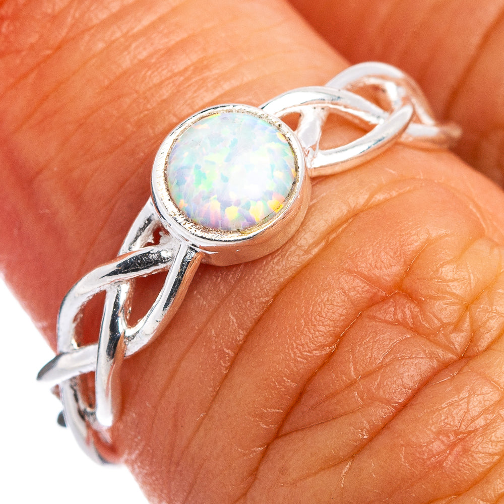 Lab Opal Dainty Ring Size 5.5 (.925 Sterling Silver)