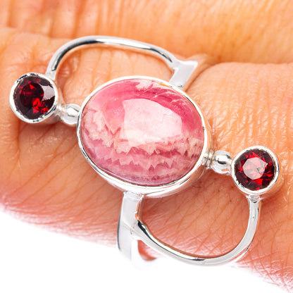 Premium Rhodochrosite, Garnet 925 Sterling Silver Ring Size 9.25 (925 Sterling Silver) R2689
