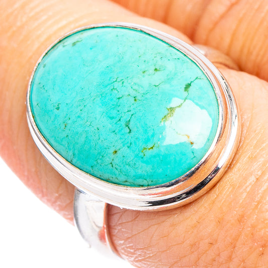Turquoise cabochon ring in .925 sterling silver band, size 7.75