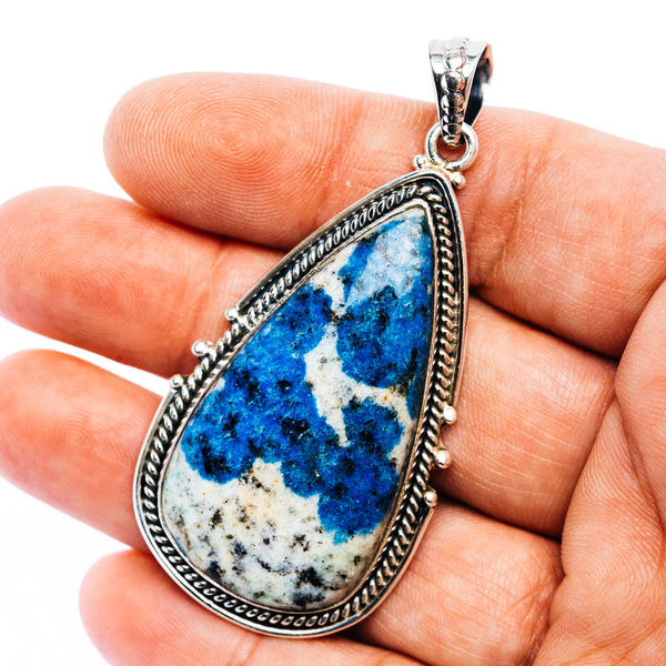 K2 Blue Azurite Pendant 2 1/2" (.925 Sterling Silver)