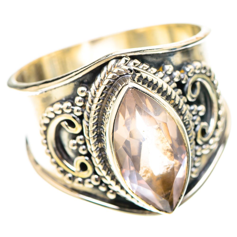 Sterling silver oval rose quartz ring, detailed side filigree and prong bezel