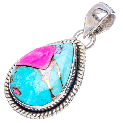 Cotton Candy Turquoise Pendant 1 1/8" (.925 Sterling Silver)