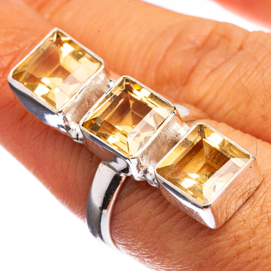 Large Faceted Citrine 925 Sterling Silver Ring Size 7.25