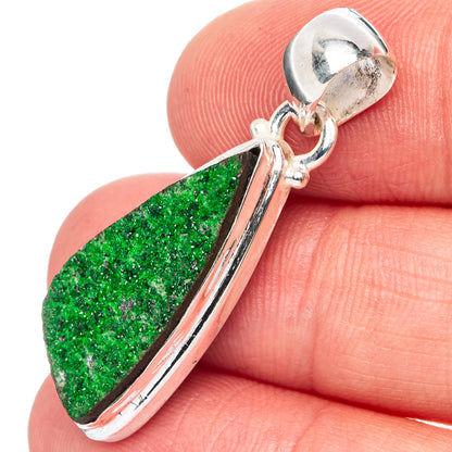 Rare Uvarovite Garnet Pendant 1 3/8" (.925 Sterling Silver)