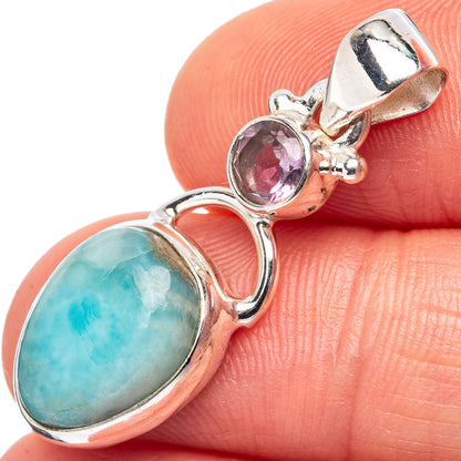 Rare Larimar Pendant 1 1/4" (.925 Sterling Silver)