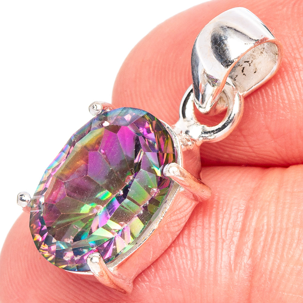 Faceted Mystic Topaz Pendant 1" (.925 Sterling Silver)