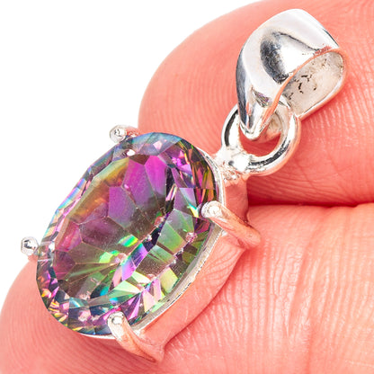 Faceted Mystic Topaz Pendant 1" (.925 Sterling Silver)