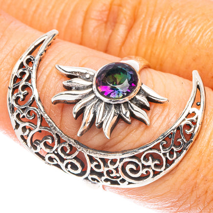 Mystic Topaz Moon Sun Dainty Ring Size 7 Adjustable (925 Sterling Silver) R5238