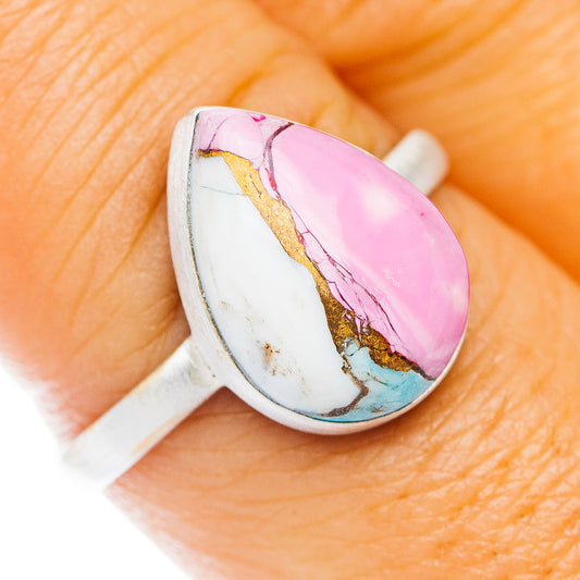 Cotton Candy Dahlia Turquoise Ring Size 9 (.925 Sterling Silver)