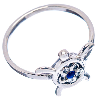 Blue Quartz Seaturtle Dainty Ring Size 7.75 (.925 Sterling Silver)