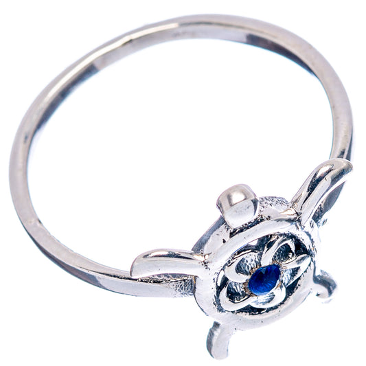 Sterling silver seaturtle ring with blue quartz center stone on band