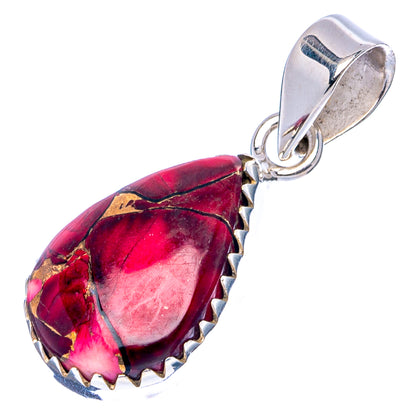 Red Dahlia Mohave Turquoise Pendant 1 1/8" (.925 Sterling Silver)