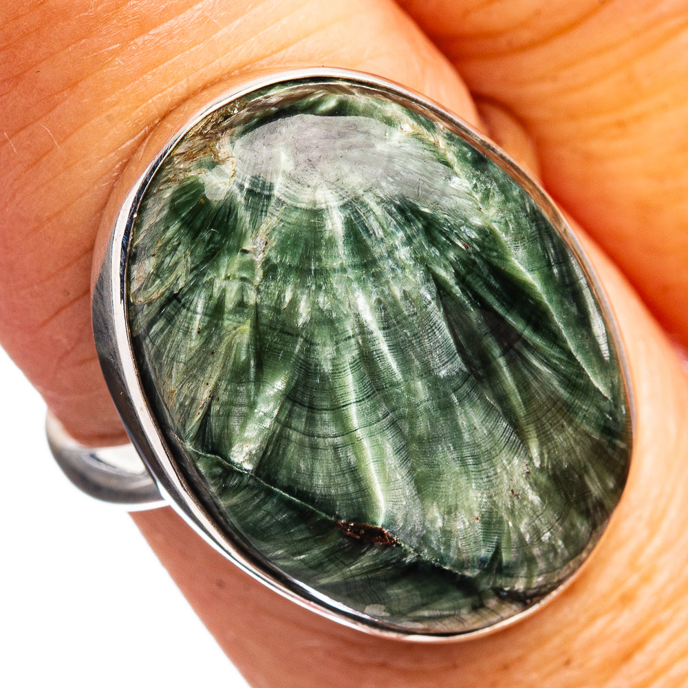 Premium Seraphinite Ring Size 7.75 (.925 Sterling Silver)