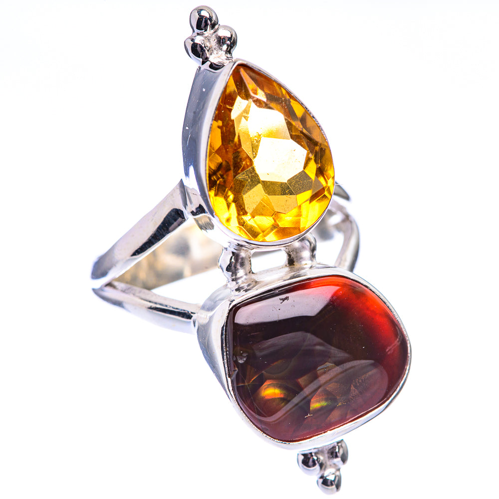 Mexican Fire Agate, Citrine Ring Size 6 (925 Sterling Silver) R140498