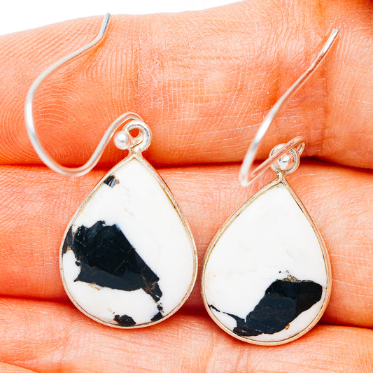 White Buffalo Turquoise Earrings 1 3/8" (.925 Sterling Silver)