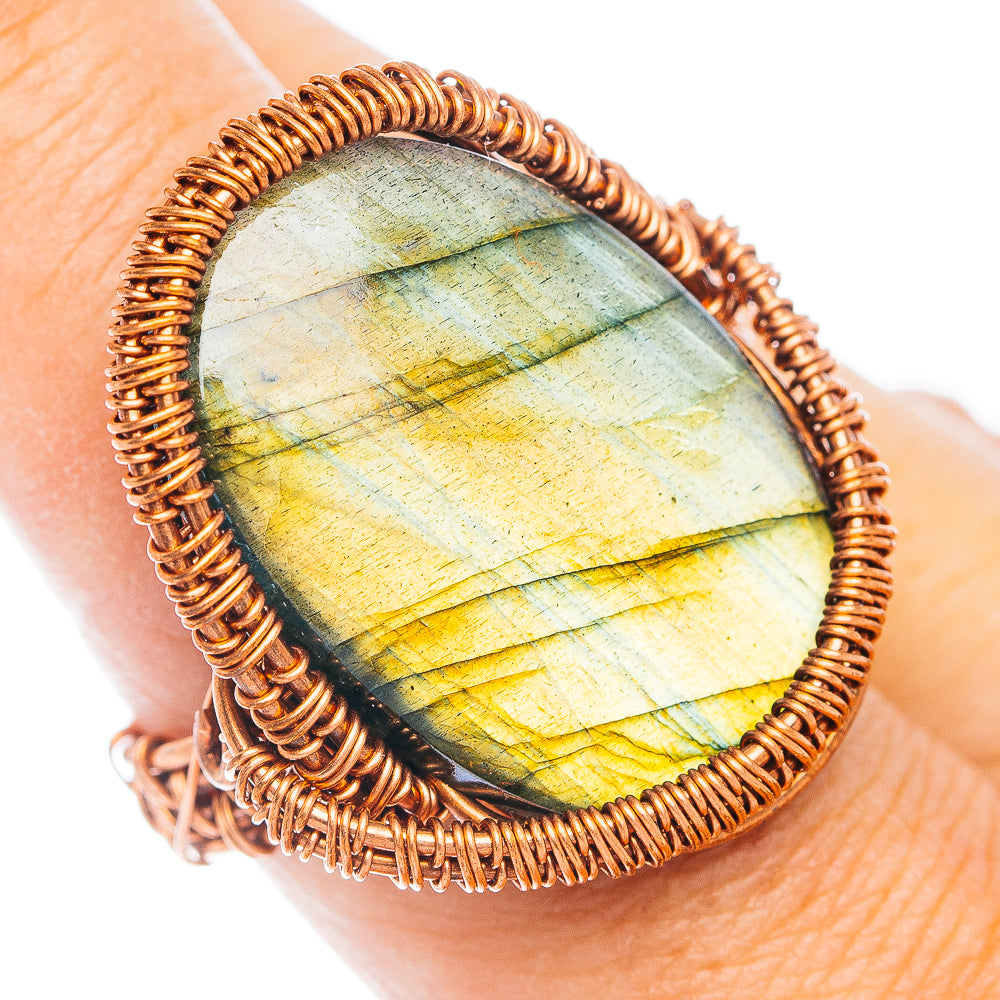 Labradorite Wire Wrap Ring Size 7 (Copper)