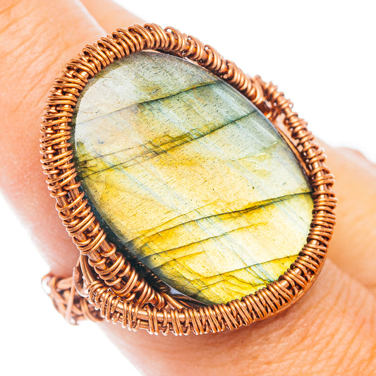 Labradorite Wire Wrap Ring Size 7 (Copper)