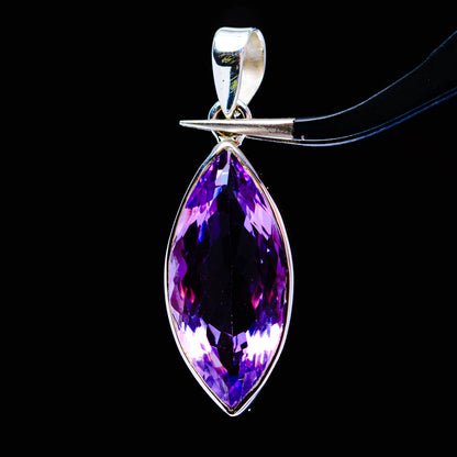 Faceted amethyst teardrop pendant in .925 sterling silver with open bail
