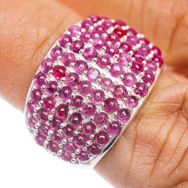 Premium Burmese Ruby Cluster Ring Size 6.25 (.925 Sterling Silver)