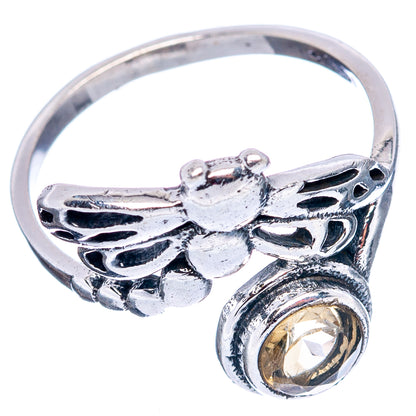 Citrine Dragonfly Dainty Ring Size 7 (.925 Sterling Silver)