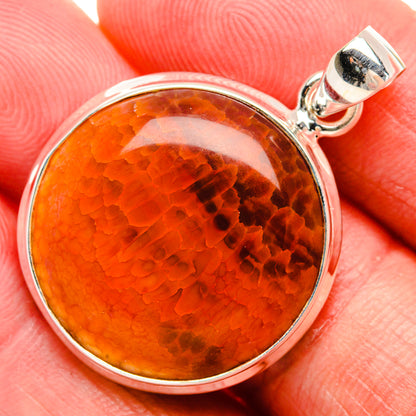 Fire Crab Agate Pendant 1 1/2" (925 Sterling Silver) PD38123