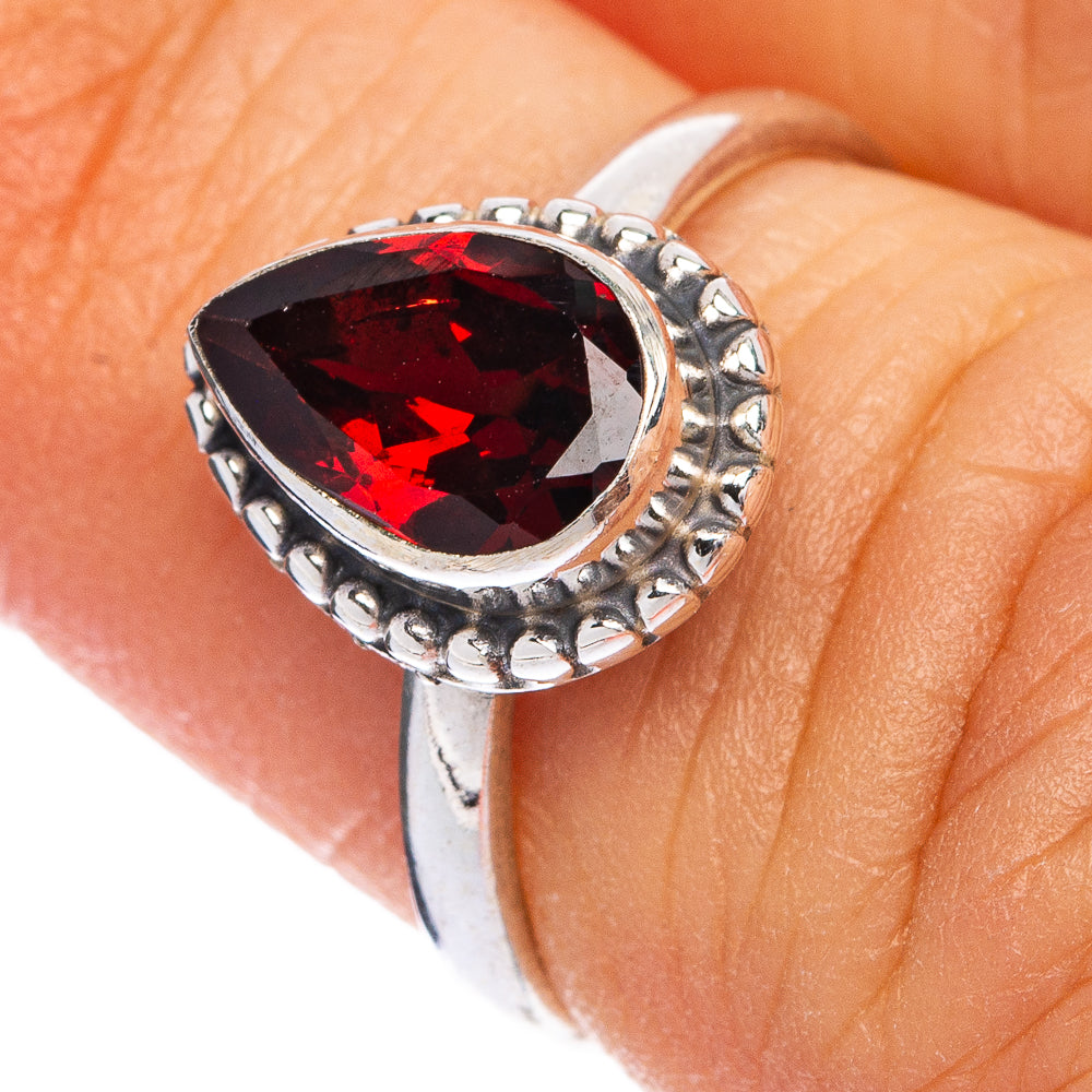 Garnet Dainty Ring Size 5.75 (925 Sterling Silver) R145351