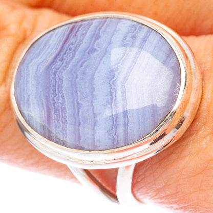 Blue Lace Agate Ring Size 9 (925 Sterling Silver) R1671
