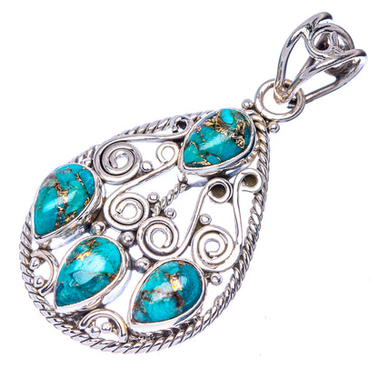 Blue Copper Composite Turquoise Pendant 1 5/8" (925 Sterling Silver) P41066