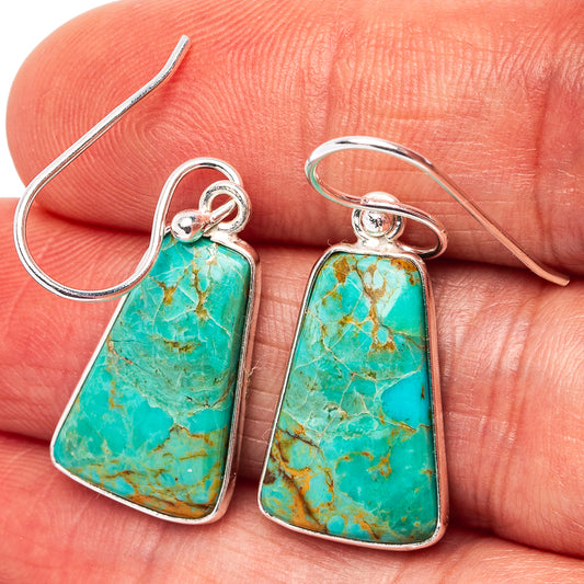 Turquoise and gold-matrix teardrop earrings with .925 sterling silver hooks